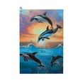 thumbnail image 1 of ONETECH Funny Golf Towel for Men 24x16in Dolphins Sunset Colorful Sky 2PC, 1 of 7