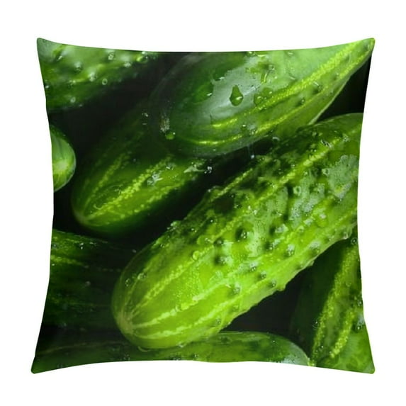 ONETECH Funny Realistic Food Green Pickles Cucumbers Decorative Throw Pillow Covers Soft Throw Pillowcases Home Decor Living Room Cushion Case for Bed Couch Car Creative Gift