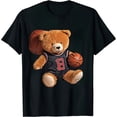 thumbnail image 1 of ONETECH Funny Teddy Bear Basketball Slam Dunk Sport Cute Cartoon T-Shirt, 1 of 3