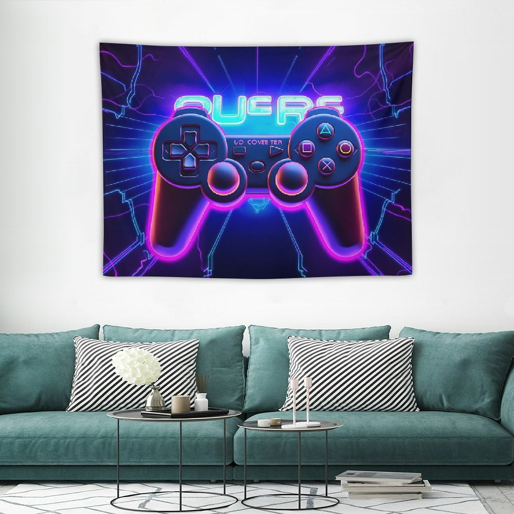 Gaming Tapestry, Neon Sign Gamer Wall Tapestry for Men Gaming