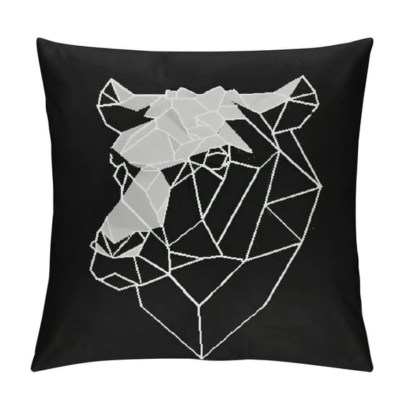 ONETECH Geometric Abstract Minimalist Buffalo Line Art Throw Pillow