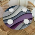 thumbnail image 1 of ONETECH Geometric Ombre Round Fitted Table Cover, Waterproof Aesthetic Purple Grey Gradient Abstract Elastic Edged Tablecloth, Wipeable Oil Proof Modern Table Cloth for Kitchen Indoor Outdoor,, 1 of 7