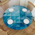 thumbnail image 1 of ONETECH  Geometric Tablecloth, Geometric Gradient Digital Texture with Mosaic Triangle Pixel Graphic Print Art, Table Cover for Dining Room Kitchen Decor,, Blue White, 1 of 7