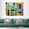 thumbnail image 1 of ONETECH  Geometric Tapestry Twin Size, Memphis Hipster Pattern Abstract 80s and 90s Period Inspired Geometric Shapes, Wall Hanging Bedspread Bed Cover Wall Decor, Pink Green, 1 of 7