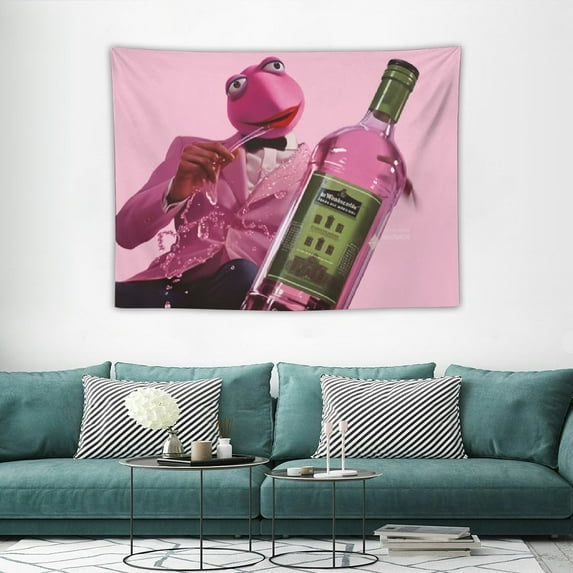 ONETECH Gngtapestry Kermit Pink Funny Tapestry Meme Banner Wall Hanging Décor For Home College Dorm Bedroom 40x30