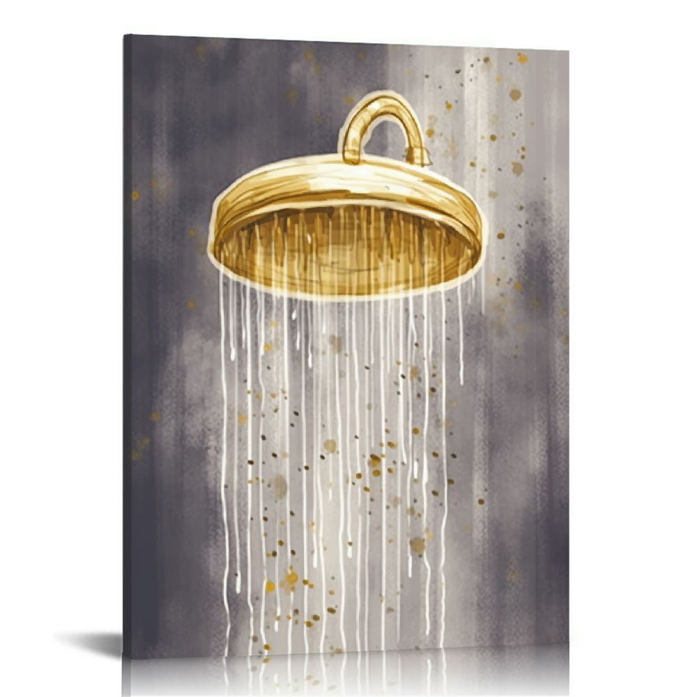 ONETECH Gold Bathroom Wall Art Bathroom Pictures Gold and Grey Bathroom ...