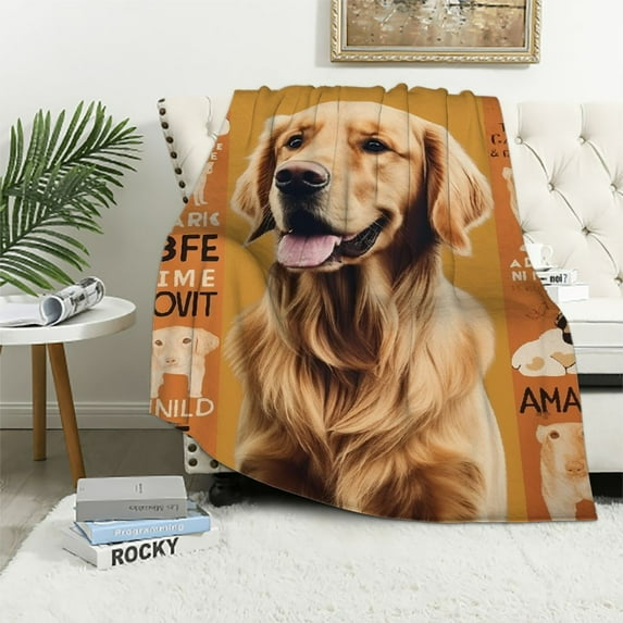 ONETECH Golden Retriever Dog Decor Animal Throw Blanket Dog Gifts for Girls Boys Super Warm Soft Plush Lightweight Flannel Blanket Winter Couch Sofa Bedding Blanket for Kids Adults Women