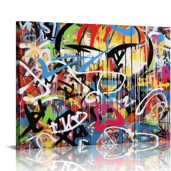 ONETECH Graffiti Wall Art Colorful Wall Art Banksy Wall Art Pop Art Graffiti Art Graffiti Canvas Wall Art Street Art Pop Art Wall Decor Graffiti Poster Street Art Canvas Wall Art for Room 20x16in