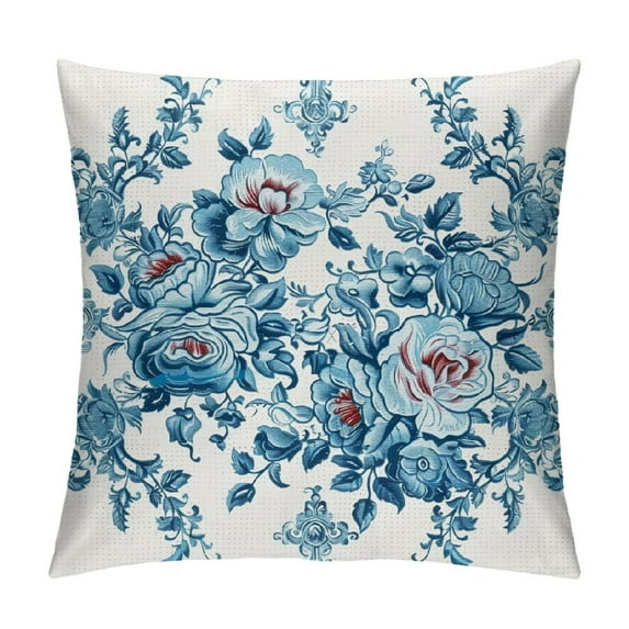 ONETECH Grandmillennial Home Decor, Blue Floral Pillow Cover for Decorative Aesthetic Pillows