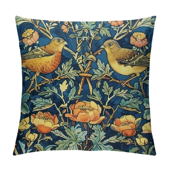 FUMJ Green Chinoiserie Pillow Cove Blue and Yellow Floral Throw Pillow Covers Flower and Bird Outdoor Square Pillowscase Cushion Covers for Sofa Couch Bedroom Home Decor