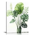 thumbnail image 1 of ONETECH  Green Leaf Wall Art Nature Plants Canvas Minimalist Leaves Prints Botanical Picture Tropical Floral Painting Artwork Framed for Bathroom Living Room Bedroom Office Home Decor, 1 of 4
