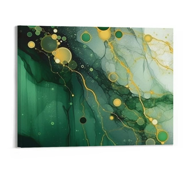 Green Marble Wall Art Bathroom Abstract Wall Decor Green Gold