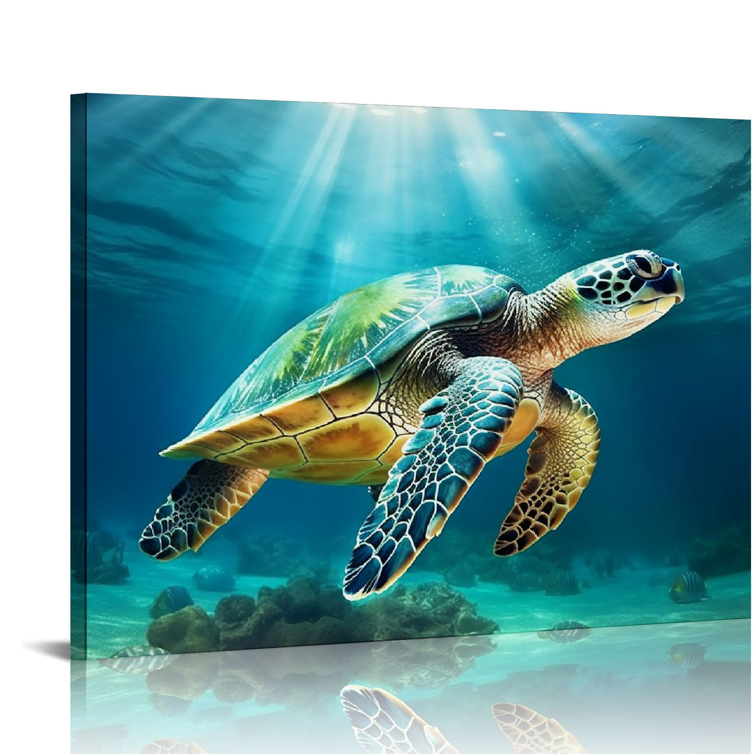 ONETECH Green Sea Turtle Wall Decor Tropical Canvas Wall Art Prints   ONETECH Green Sea Turtle Wall Decor Tropical Canvas Art Prints Hawaii Picture Florida Life Teal Watercolor Ocean Animal Painting Small Framed Picture 81e09fae 40b5 4a47 Ad3b Ec49e79db031.674ac0d03432c75d384020ac0d7d1d2f 