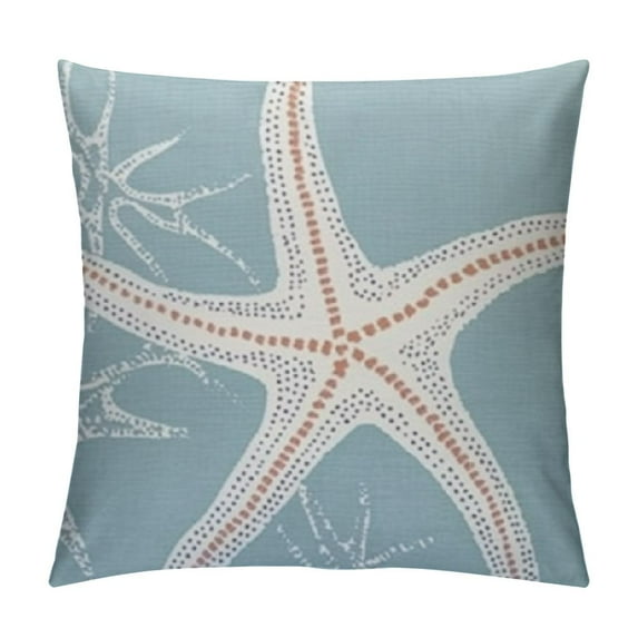 ONETECH  Green Starfish Sea Star Vintage Pastel Sea Foam Blue Fish Decorative Pillow Case Throw Pillow Covers Waist Lumbar Throw Pillow Cases Cushion Cover Rectangular
