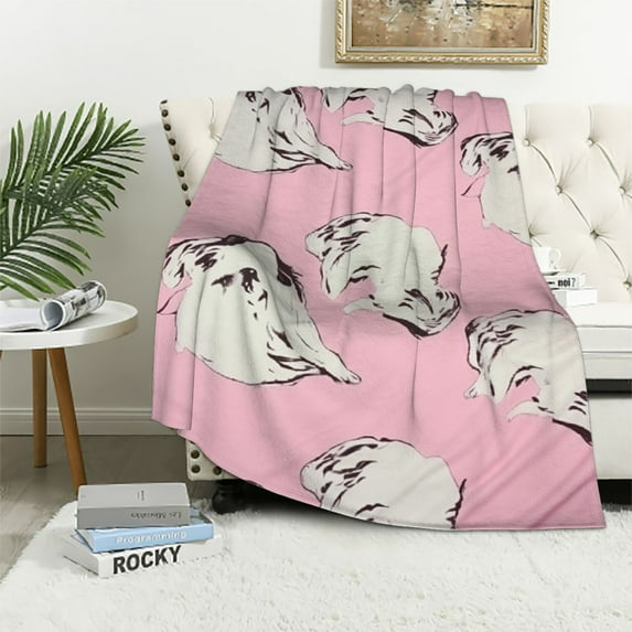 ONETECH Hand Drawn Swans Pattern Blanket 3D Printed Blanket Soft Warm Lightweight Flannel Throw Quilt for Couch Sofa Bedding Blankets House Decor Gift