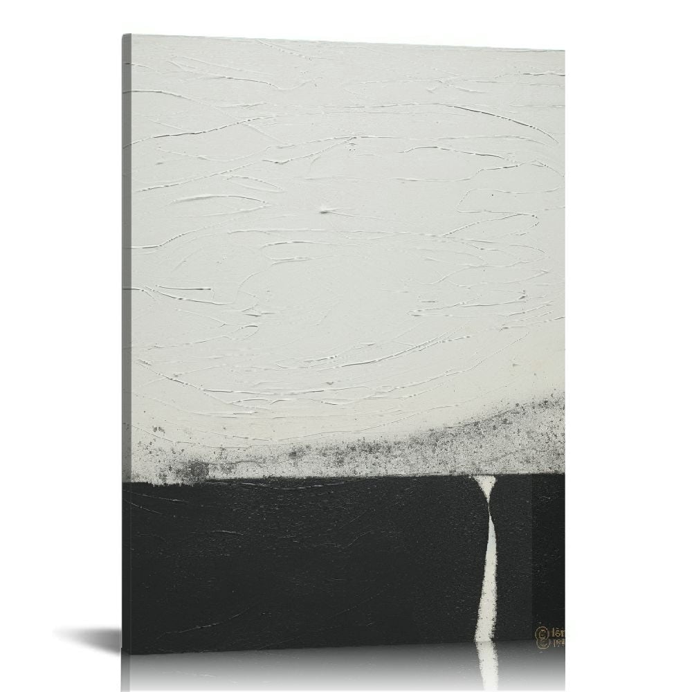 ONETECH Hand-painted Minimalism Black and White Art Oil painting Canvas ...