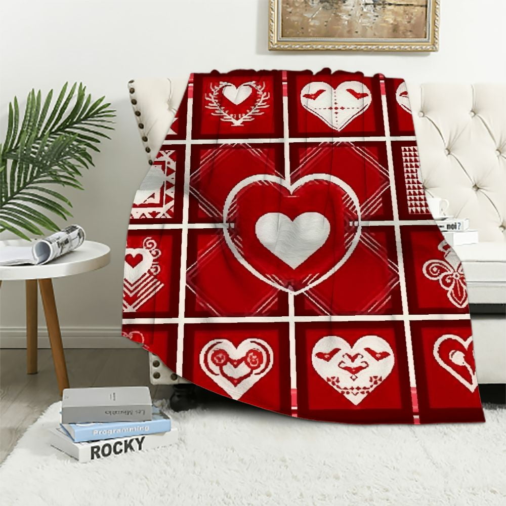 Happy Valentines Day Decorative Throw Blanket Twin Size Wedding