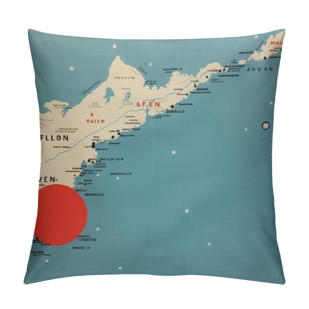 Hawaii Political Map Throw Pillow Cover Kauai Oahu Molokai Maui