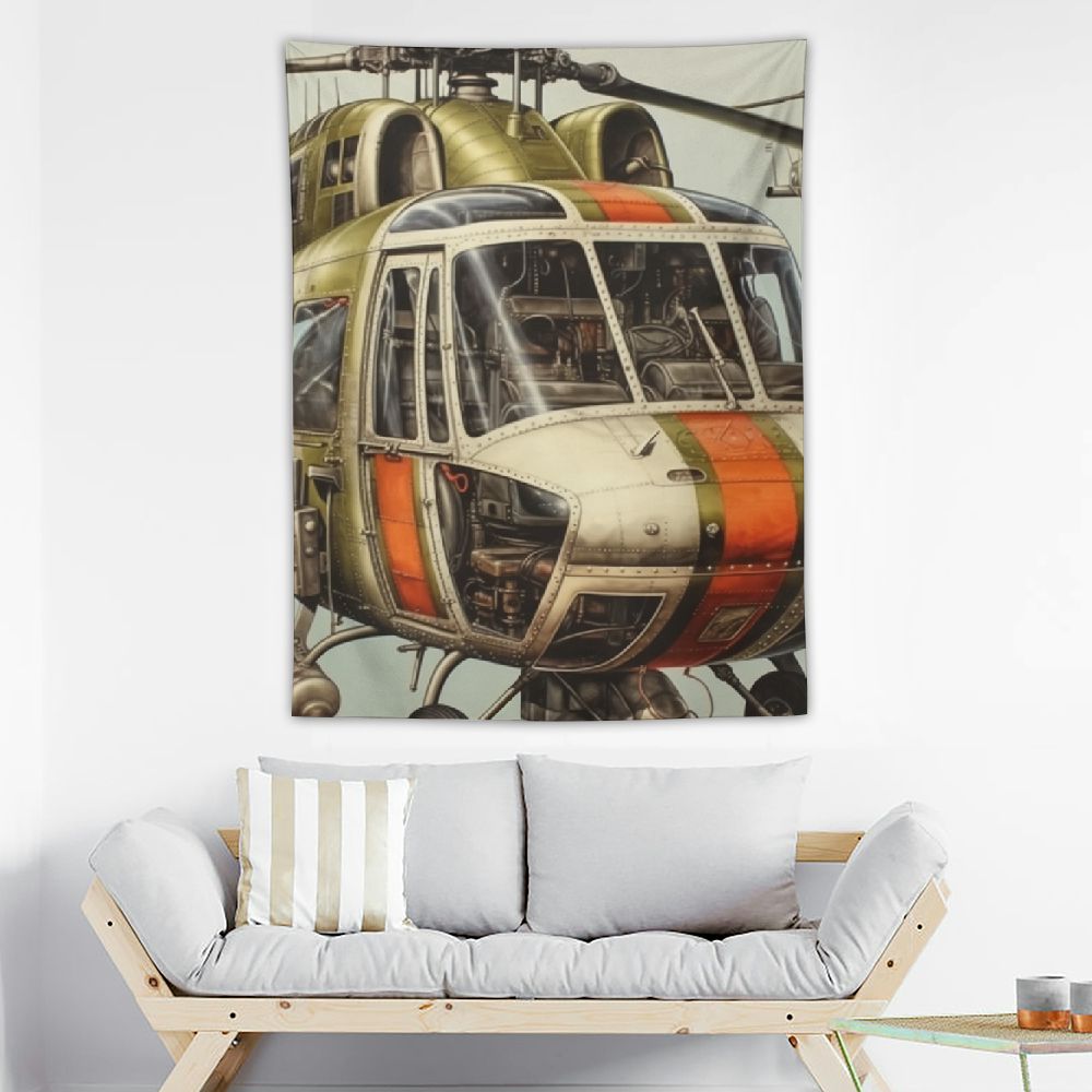 Helicopters Aviation Cartoon Aircraft Vintage Tapestry Wall Hanging Tapestries For Home
