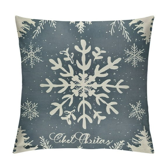 ONETECH Hello Winter Grey White Decorative Throw Pillow Cover , It's Cozy Inside Christmas Snowflake Home Decorations, Pine Tree Holiday Reindeer Farmhouse Cushion Case Decor for Couch