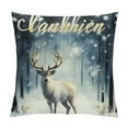 thumbnail image 1 of ONETECH  Hello Winter Wonderland Reindeer Fox Decorative Throw Pillow Covers Forest Deer Owl Animal Snow Outdoor Porch Patio Home Decor, Blue Watercolor Tree Mountain Sofa Cushion Case, 1 of 5