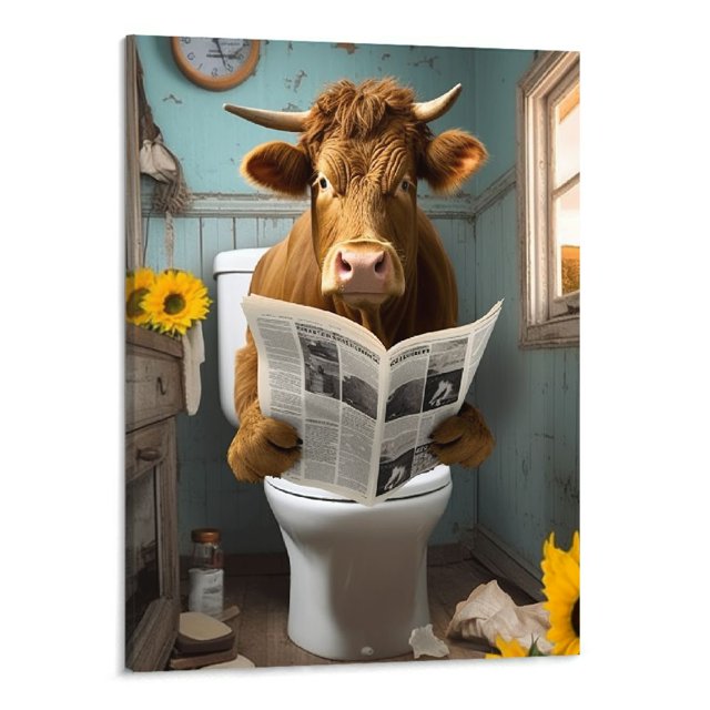 Highland Cow Bathroom Decor Funny Bathroom Wall Art Farmhouse