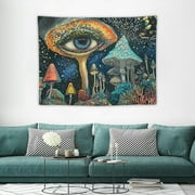 ONETECH  Hippie Mushroom Tapestry Psychedelic Eyes Tapestry Trippy Sea Tapestry Peacock Bohemian Tapestry Abstract Ocean Tapestry Wall Hanging for Room