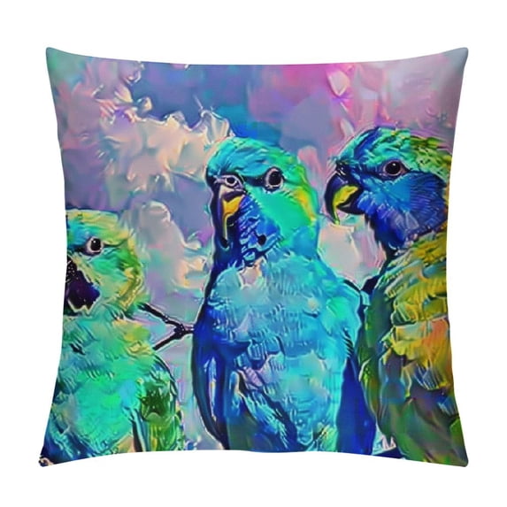 FUMJ Home Decorative Throw Pillowcases Watercolor Lovely Animal Parrot Cute Birds Patten Cushion Pillow Covers for Outdoor/Indoor Couch Pillows Decor