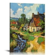 ONETECH Houses in Auvers Van Gogh Great Works Print Poster Canvas Wall Art Prints Gifts Photo Picture Paintings Room Decor Home Decorative