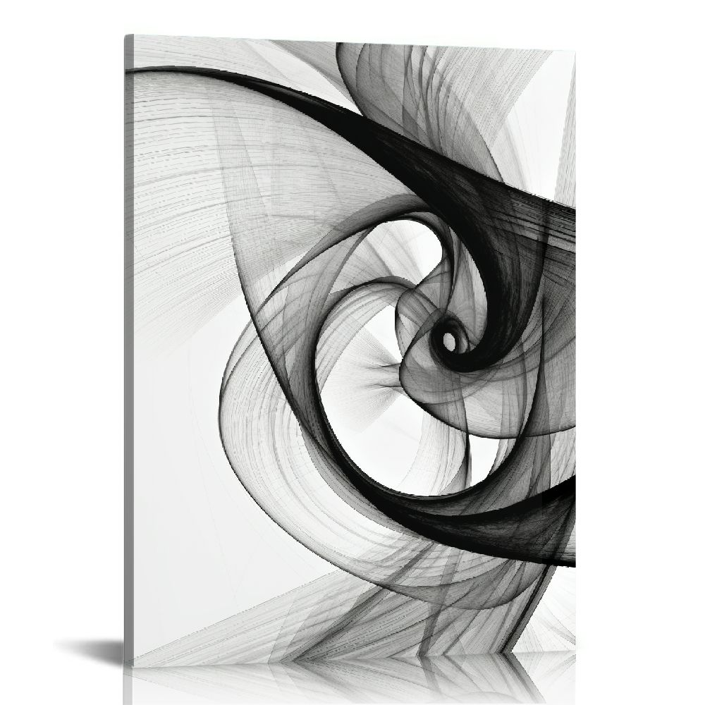 Huge Black and White Abstract Painting Wall Art on Canvas Large