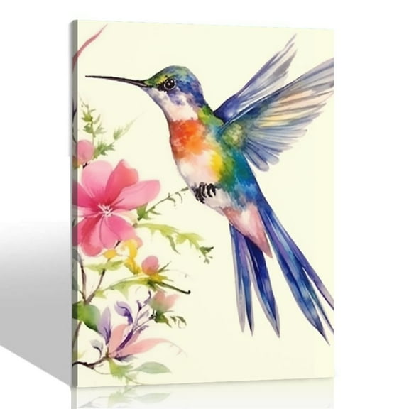 ONETECH Hummingbird Canvas Wall Art for Bathroom Office, Hummingbird Paintings Wall Decor for Home Living Room Bedroom, Hummingbird Pictures Framed Artwork Ready to Hang 16x20in