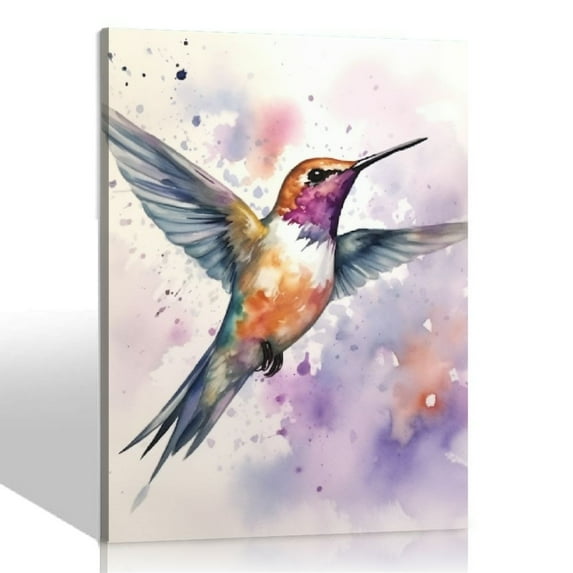 ONETECH Hummingbird Wall Art Decor Abstract Watercolor Animal Canvas Prints Modern Bird Portrait Poster Picture Paintings for Kid's Room Bedroom Bathroom Nursery Home Decor 16x20in