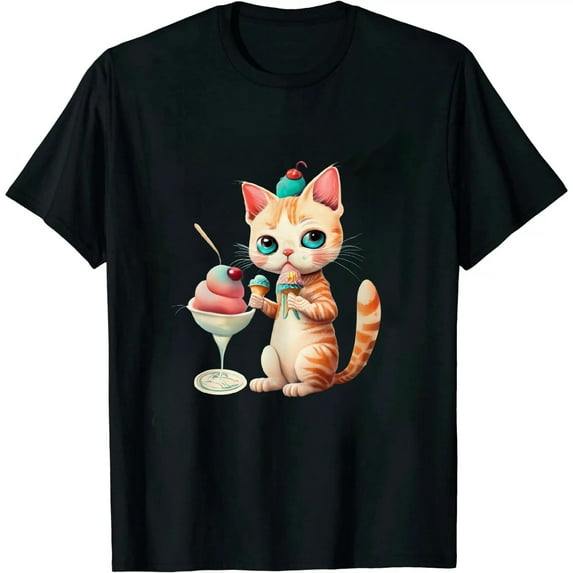ONETECH Ice Cream Cat Shirt Kitten Sweet Summer Refreshment Gift T-Shirt