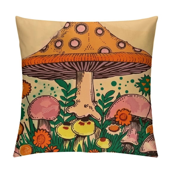 ONETECH Inspirational Throw Pillow Covers, Never Stop Growing Positive Throw Pillow Covers , Mushroom Pillow Covers Decor for Living Room Bedroom Dorm Sofa, Mental Health Gift for Girls Women