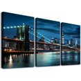 thumbnail image 1 of ONETECH JEUXUS Blue New York City 12''x16" Modern Framed Canvas Art Prints (Set of 3), 1 of 4