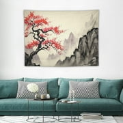 ONETECH Japan Anime Watercoloful Tapestry Wall Hanging, Asian Cherry Blossom Mount Fuji Tapestry, Japanese Decor Tapestry Art Home Decor Tapestry for Living Room College Dorm Blanket