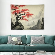 ONETECH Japan Anime Watercoloful Tapestry Wall Hanging, Asian Cherry Blossom Mount Fuji Tapestry, Japanese Decor Tapestry Art Home Decor Tapestry for Living Room College Dorm Fabric Blanket