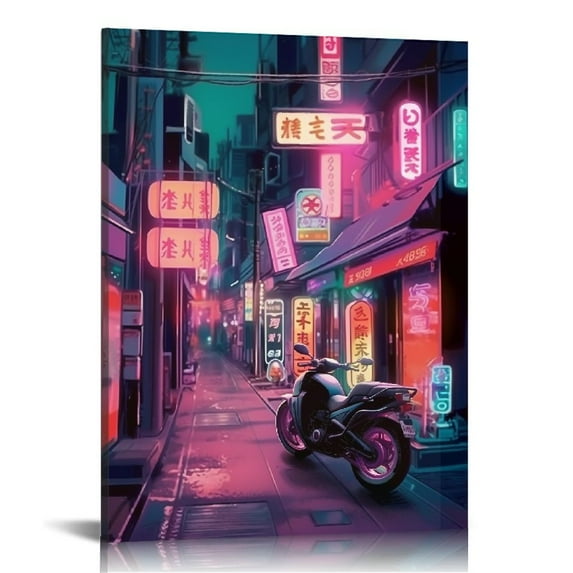ONETECH Japan Art Poster - Japanese Print Artwork on Canvas Roll - Tokyo Anime Wall Art Picture Gift - Preppy Night City Wall Decor Poster for Room Aesthetic Bedroom Kitchen