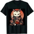 thumbnail image 1 of ONETECH Japanese Samurai Cat Tattoo, Kawaii Ninja Cat T-Shirt, 1 of 3