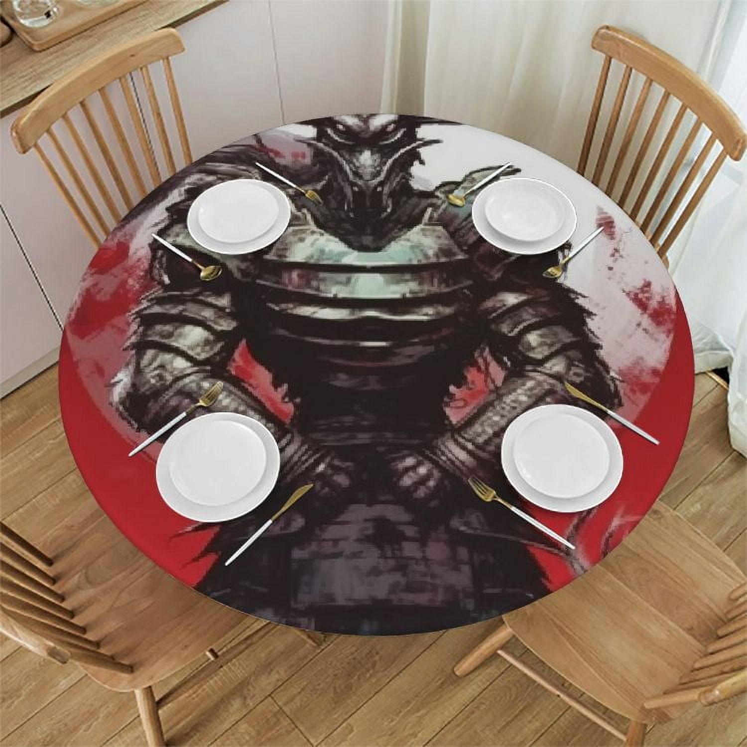 Japanese Samurai Tablecloth Round Tablecloths for Circular