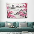 thumbnail image 1 of ONETECH Japanese Watercolor Spring Tapestry Wall Hanging, Mount Fuji with Cherry Blossoms Sakura Flower Wall Tapestry Art for Home Decorations Dorm Decor Living Room Bedroom Bedspread, Wall Blanket, 1 of 7