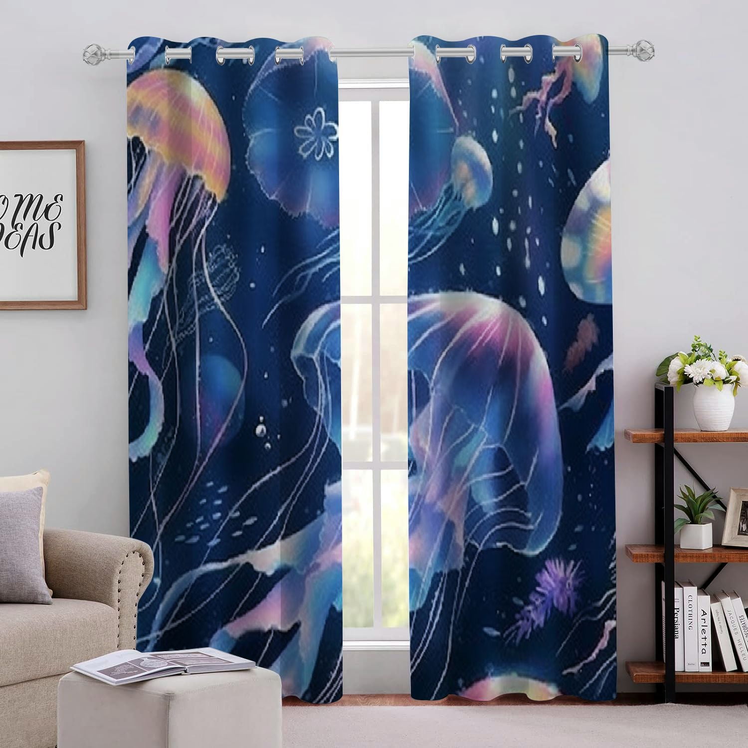 ONETECH Jellyfish Ocean Bubbles Perforated Light Blocking Curtains 2 ...