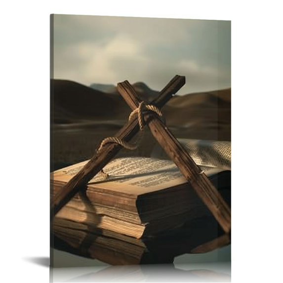 ONETECH Jesus Crosses Pictures Canvas Wall Art Living Room Decor Religion and Hope Concept Picture Art Prints Poster Painting Home Decorations for Bedroom Office Wall Decor Framed