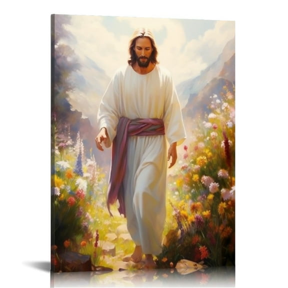 ONETECH  Jesus Wall Art Painting Picture, Framed Christian God Canvas Print Poster Decor for Living Roo
