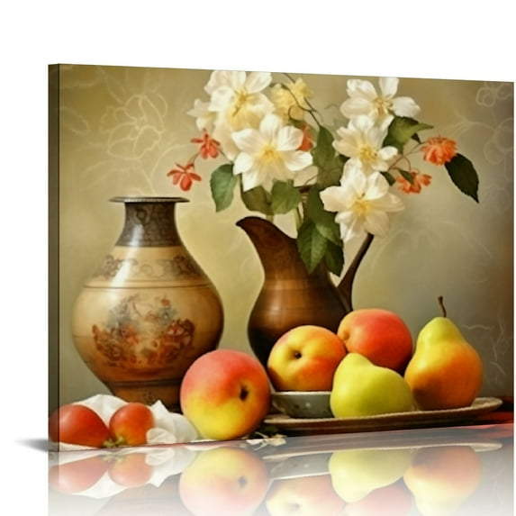 ONETECH JiazuGo Kitchen Wall Decor Canvas Art for Dining Room Vintage Theme Fruit Pictures Farmhouse Rustic Signs Paintings Bar Accessories 16\x12\