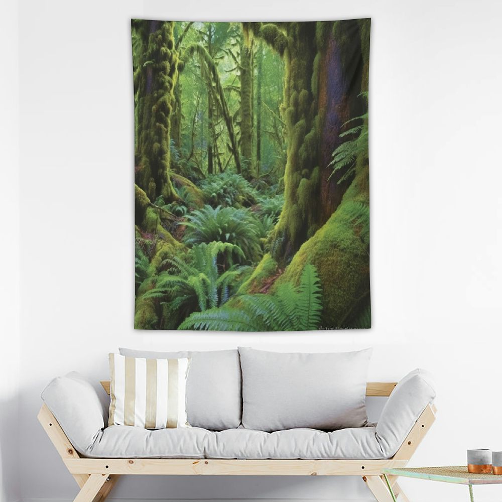 Jungle Tapestry Twin Size, Monsoon Tropical Jungle Bushes Ferns