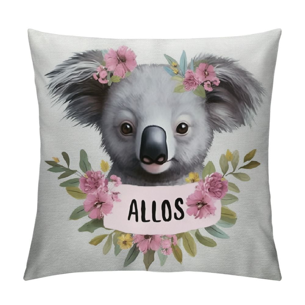 Just A Girl Who Loves Koalas Throw Pillow Cover,Cute Floral