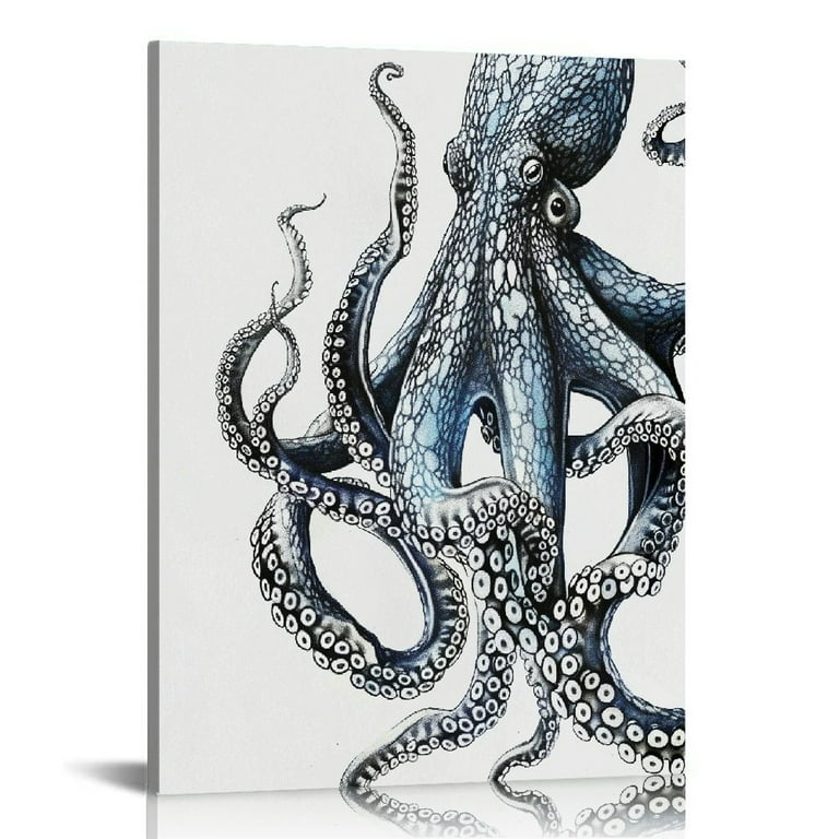 ONETECH Kraken Wall Art Picture Painting on Canvas, Framed Wall
