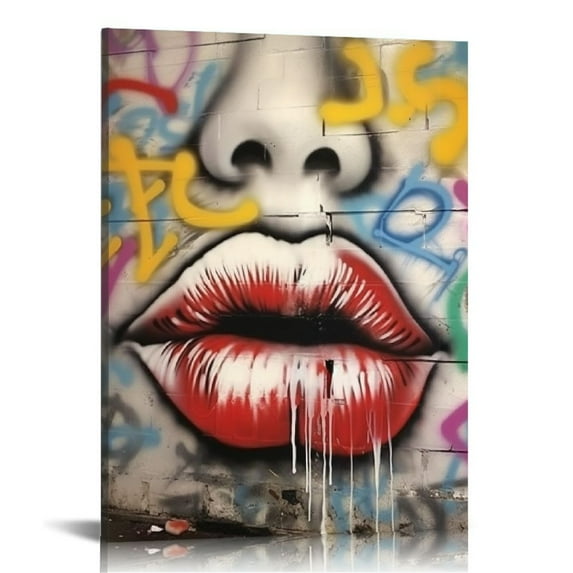 ONETECH LOVE Graffiti Art Hand Posters and Prints on Canvas Painting Fashion Street Wall Art Picture for Living Room Home Design Decor Modern Art Print Bed Room Wall Decor Set of 16x20in