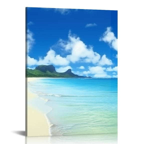 ONETECH Landscape Modern Painting canvas Multi Panel Wall Art, Navy Blue Sky White Cloud HD Prints Pictures Giclee Artwork for Living Room Home Decor Wooden Framed Stretched Ready to Hang